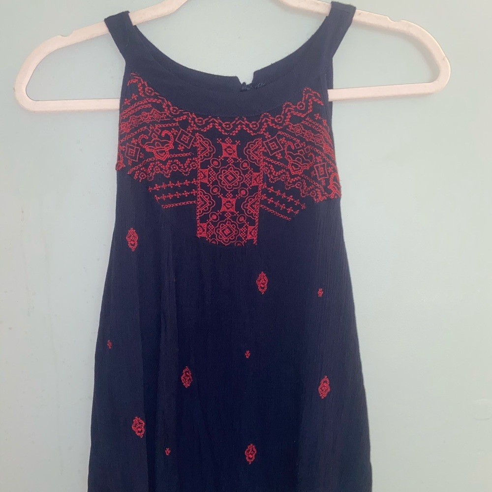 Red and navy halter tank top